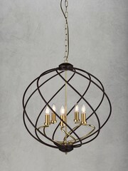 Searchlight Black/Gold Hugo 5 Light Ceiling Light Pendant - Image 1 of 3