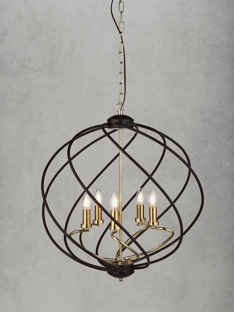 Searchlight Black/Gold Hugo 5 Light Ceiling Light Pendant - Image 1 of 3