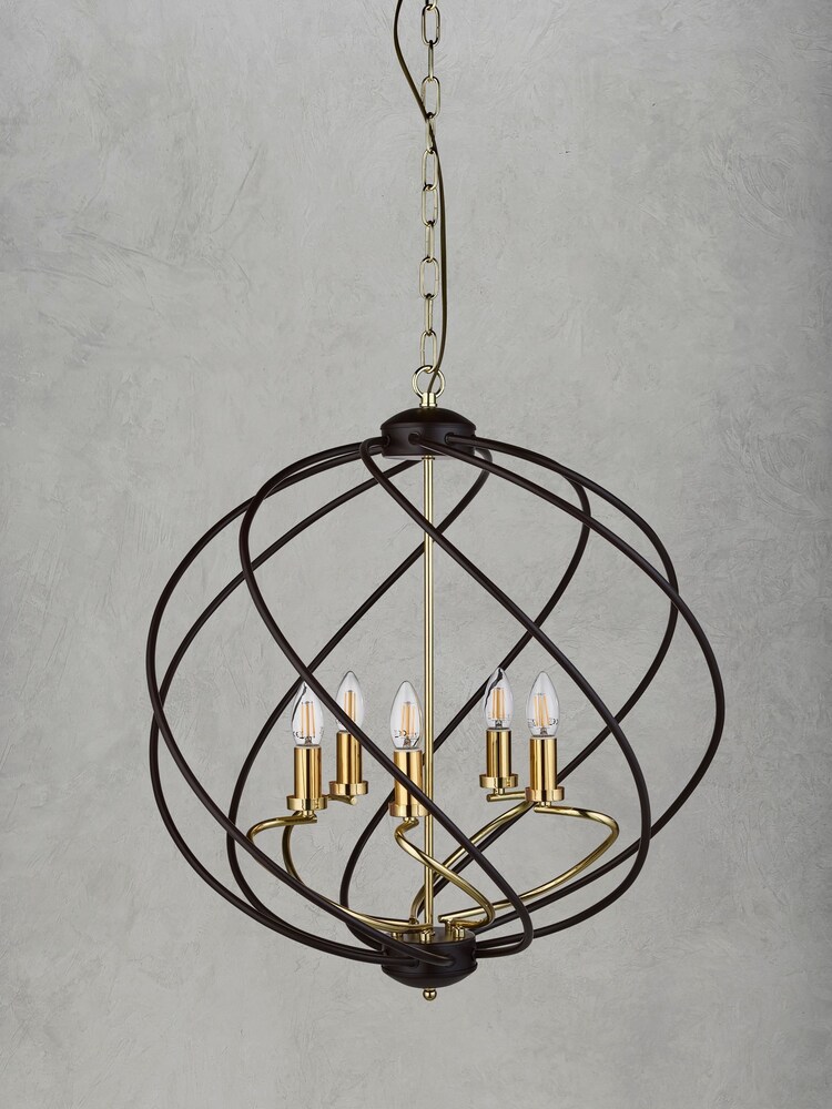 Searchlight Black/Gold Hugo 5 Light Ceiling Light Pendant - Image 2 of 3