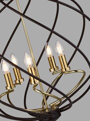 Searchlight Black/Gold Hugo 5 Light Ceiling Light Pendant - Image 3 of 3