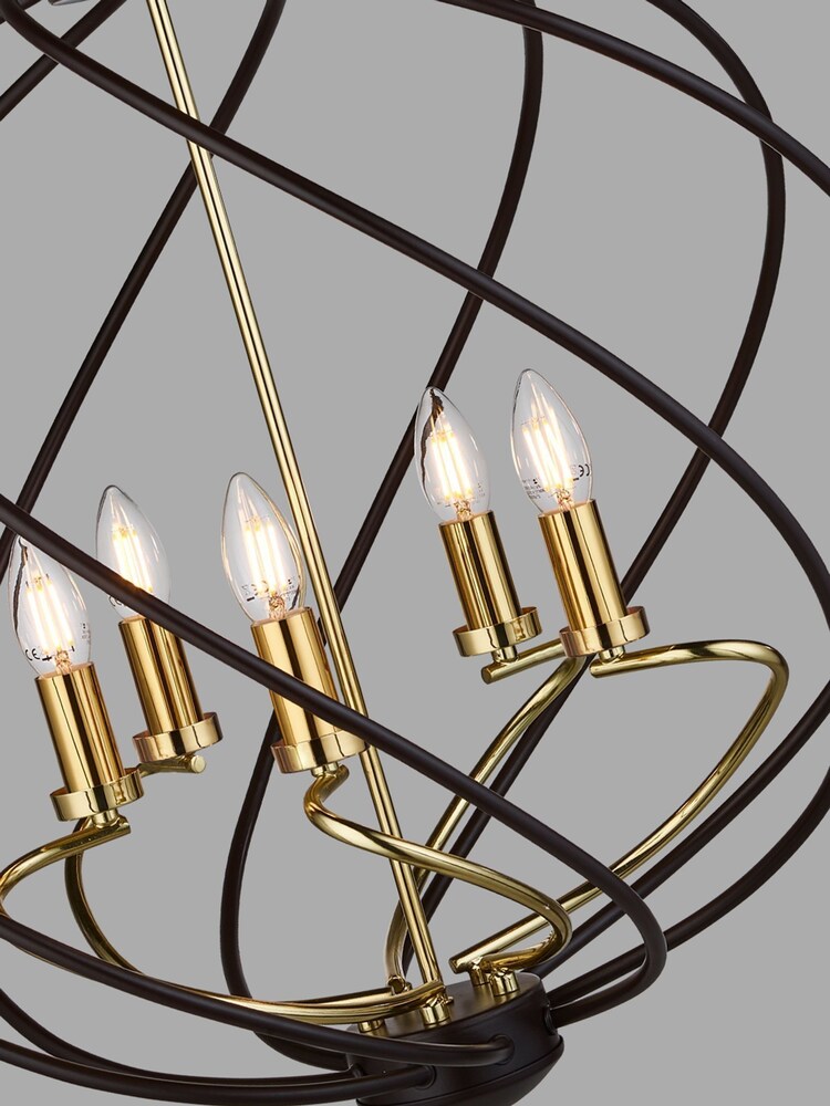 Searchlight Black/Gold Hugo 5 Light Ceiling Light Pendant - Image 3 of 3