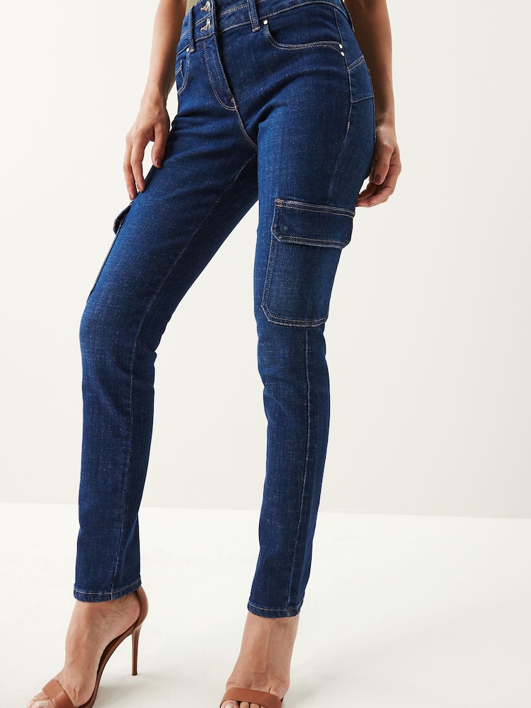 Inky Blue Lift, Slim And Shape Slim Cargo Jeans - Image 1 of 6