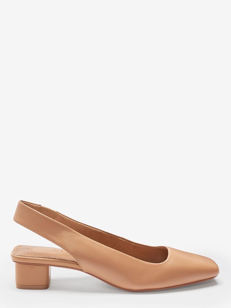 Camel Brown Regular/Wide Fit Forever Comfort® Leather Slingback Block Heel Shoes - Image 1 of 1 Camel Brown Regular/Wide Fit Forever Comfort® Leather Slingback Block Heel Shoes - Image 1 of 1
