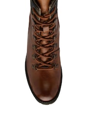 Lotus Brown Leather & Check-Print Zip-Up Ankle Boots - Image 4 of 4