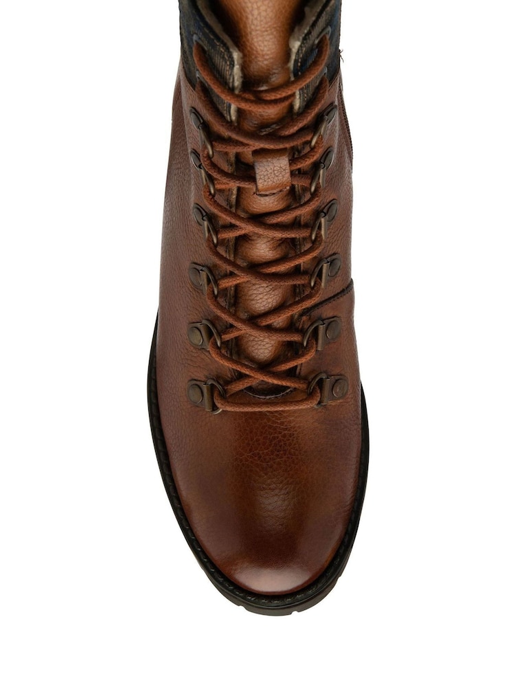 Lotus Brown Leather & Check-Print Zip-Up Ankle Boots - Image 4 of 4