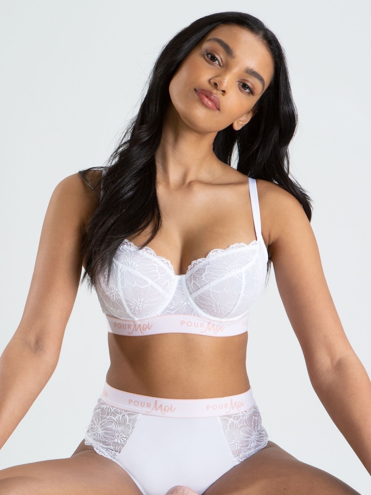 Pour Moi White Logo Elastic High Leg Knickers - Image 2 of 4