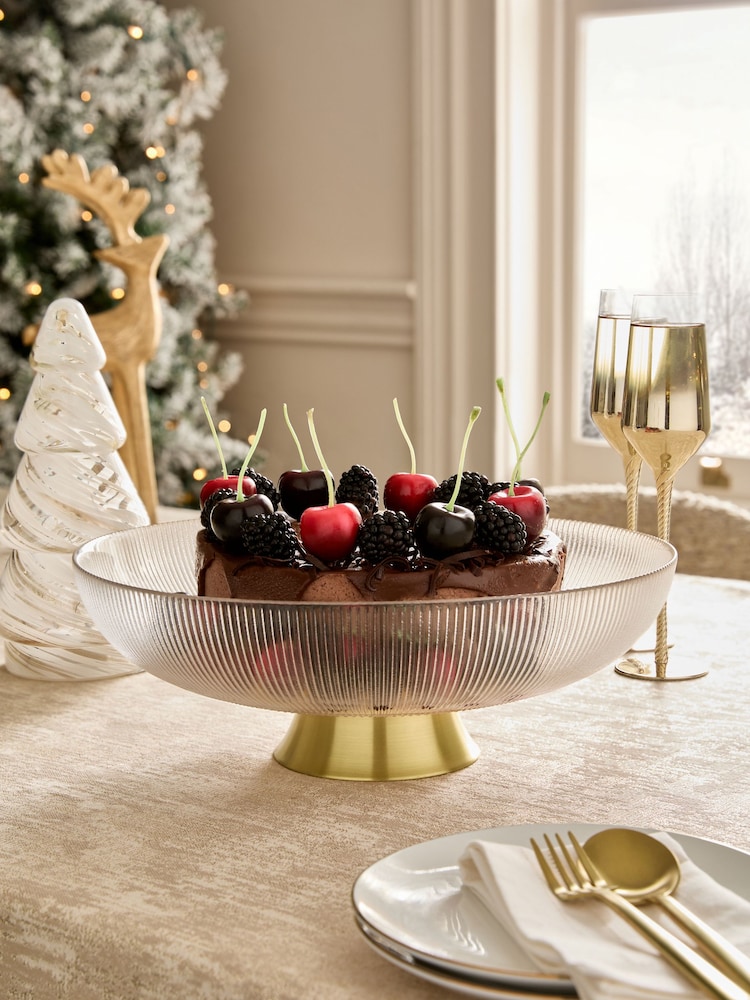 Clear Glass Extra Large Footed Bowl - Image 1 of 4