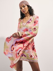 River Island Orange Terry De Havilland Petite Plunge Mini Dress - Image 3 of 4