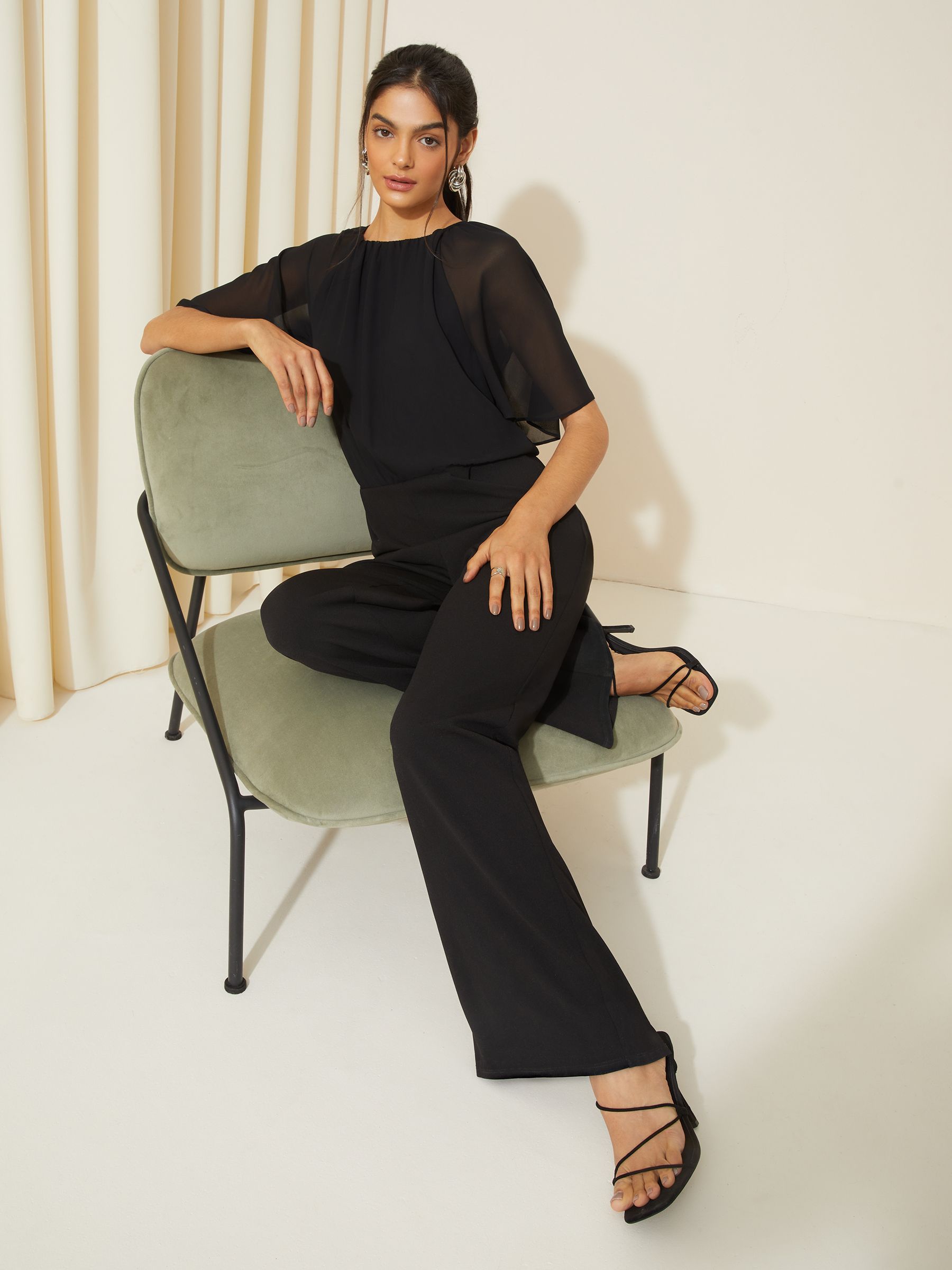Black chiffon playsuit store