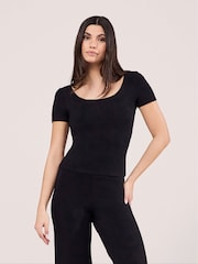 LOVALL Black Lightweight Short Sleeve Top - Image 1 of 4