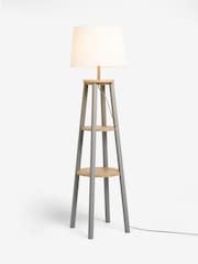 Grey Malvern Shelved Wood Floor Lamp - Image 2 of 5