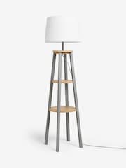 Grey Malvern Shelved Wood Floor Lamp - Image 3 of 5