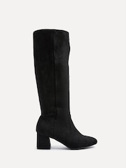 Linzi Black Suede Frosty Block Heeled High Leg Boots - Image 3 of 6
