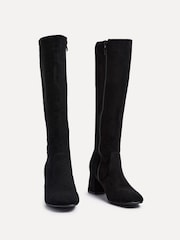 Linzi Black Suede Frosty Block Heeled High Leg Boots - Image 4 of 6