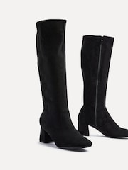 Linzi Black Suede Frosty Block Heeled High Leg Boots - Image 5 of 6