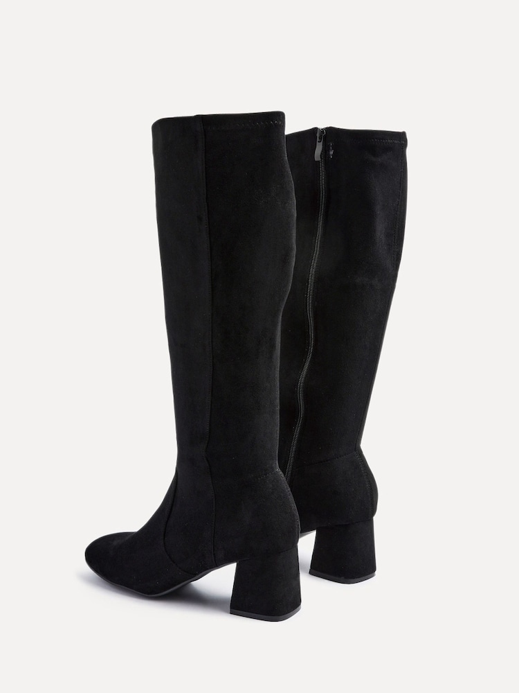 Linzi Black Suede Frosty Block Heeled High Leg Boots - Image 6 of 6