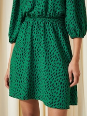 Friends Like These Green Shirred Waist 3/4 Sleeve Mini Dress - Image 4 of 4