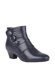 Lotus Navy Blue Leather Ankle Boots - Image 1 of 4