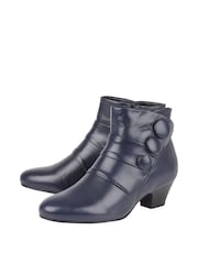 Lotus Navy Blue Leather Ankle Boots - Image 2 of 4