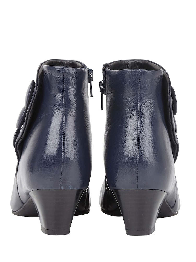 Lotus Navy Blue Leather Ankle Boots - Image 3 of 4