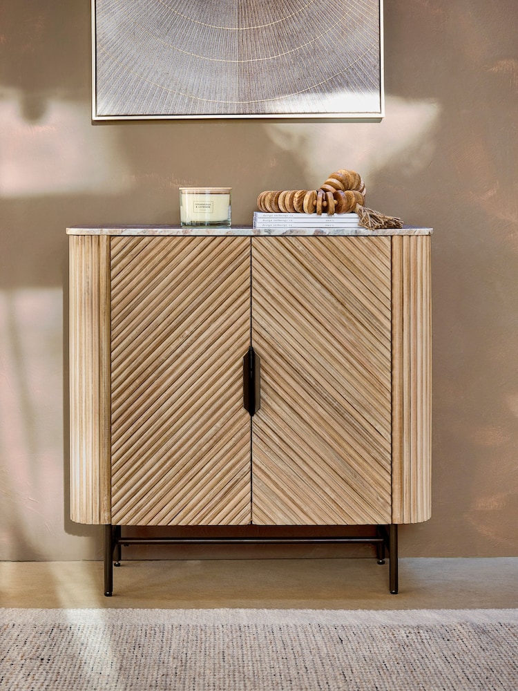 Natural Valencia Marble Mango Wood Small Sideboard - Image 1 of 9