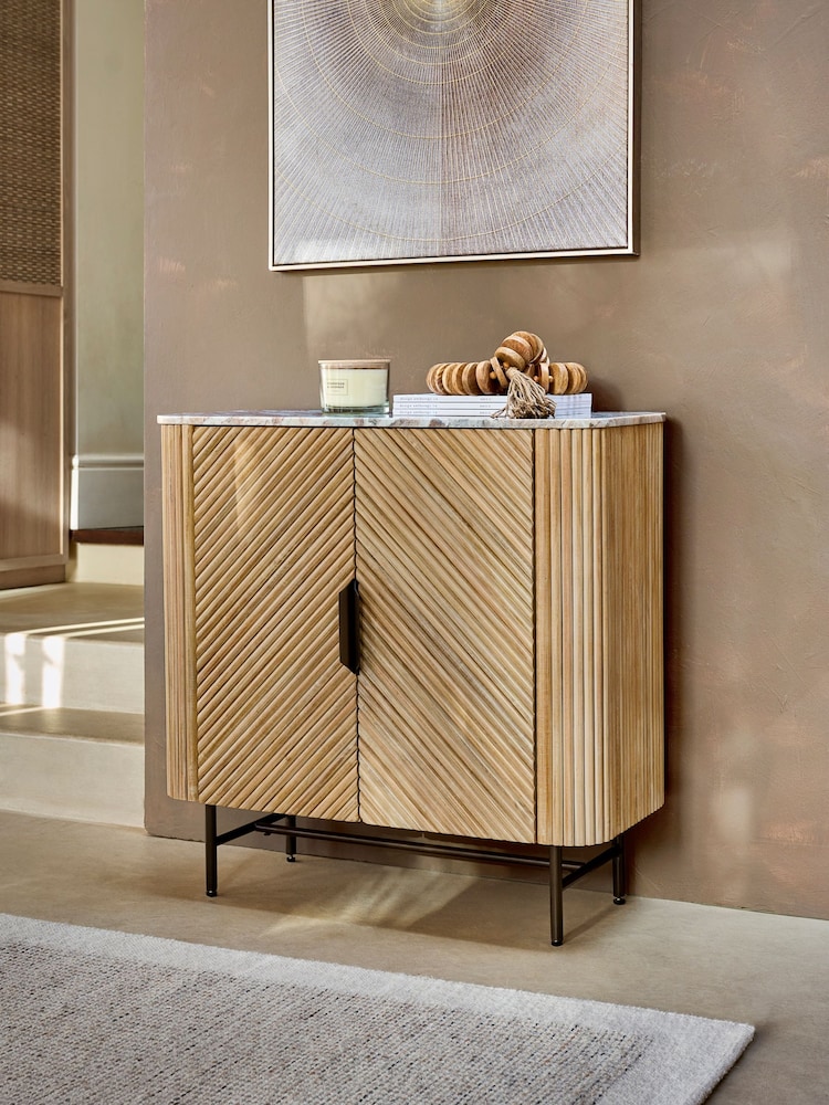 Natural Valencia Marble Mango Wood Small Sideboard - Image 2 of 9
