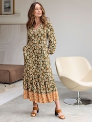 Cotton Traders Green Jersey Tiered Maxi Dress - Image 1 of 4
