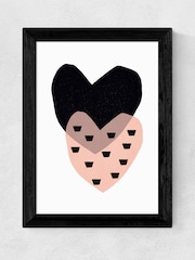 East End Prints Black Two Hearts Framed Print - Image 1 of 3