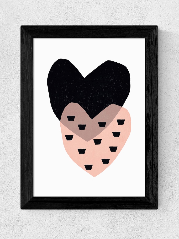 East End Prints Black Two Hearts Framed Print - Image 1 of 3