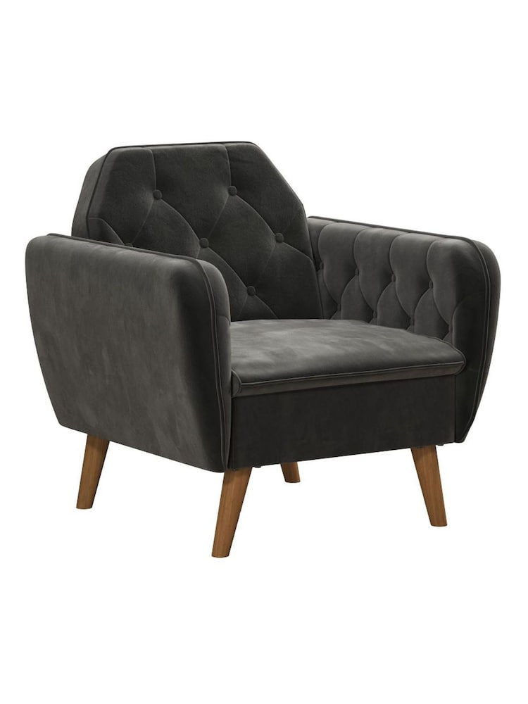 Novogratz Grey Teresa Velvet Memory Foam Accent Chair - Image 3 of 3