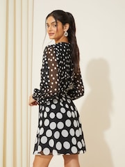 Friends Like These Black Petite Chiffon Tiered Belted Mini Dress - Image 4 of 4