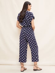 Friends Like These Navy Blue Culotte Jumpsuit With Tie Belt - Image 2 of 4