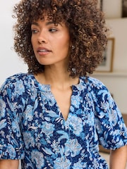 Cotton Traders Blue Printed Short Sleeve Blouse - Image 4 of 4