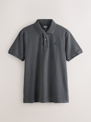 Grey Charcoal Regular Fit Short Sleeve Pique Polo Shirt - Image 10 of 12