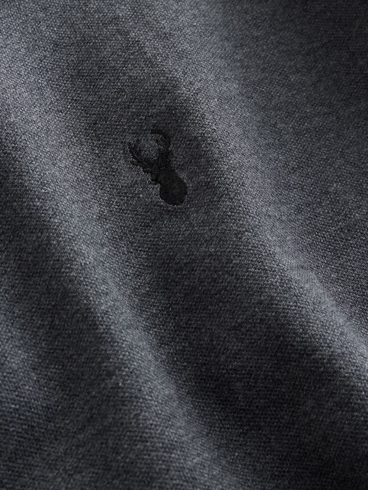 Grey Charcoal Regular Fit Short Sleeve Pique Polo Shirt - Image 12 of 12