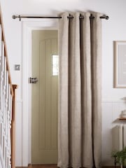 Natural Heavyweight Chenille Super Thermal Eyelet Door Curtain - Image 1 of 5