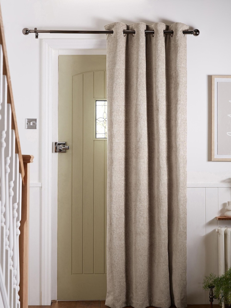 Natural Heavyweight Chenille Super Thermal Eyelet Door Curtain - Image 1 of 5