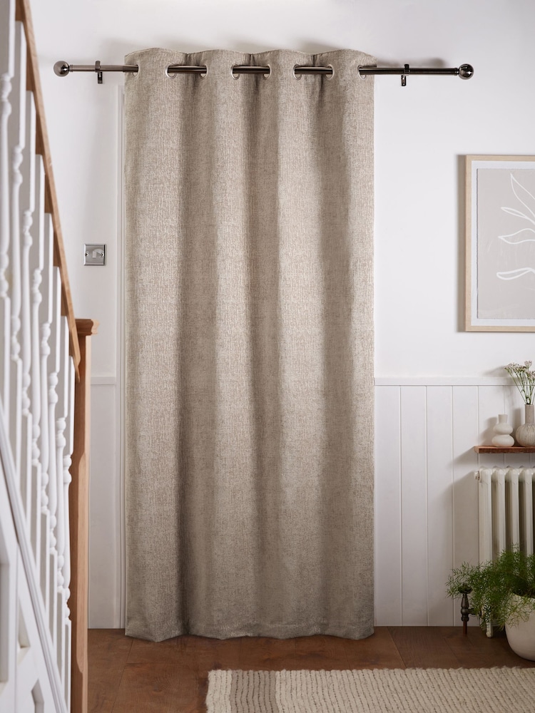 Natural Heavyweight Chenille Super Thermal Eyelet Door Curtain - Image 2 of 5