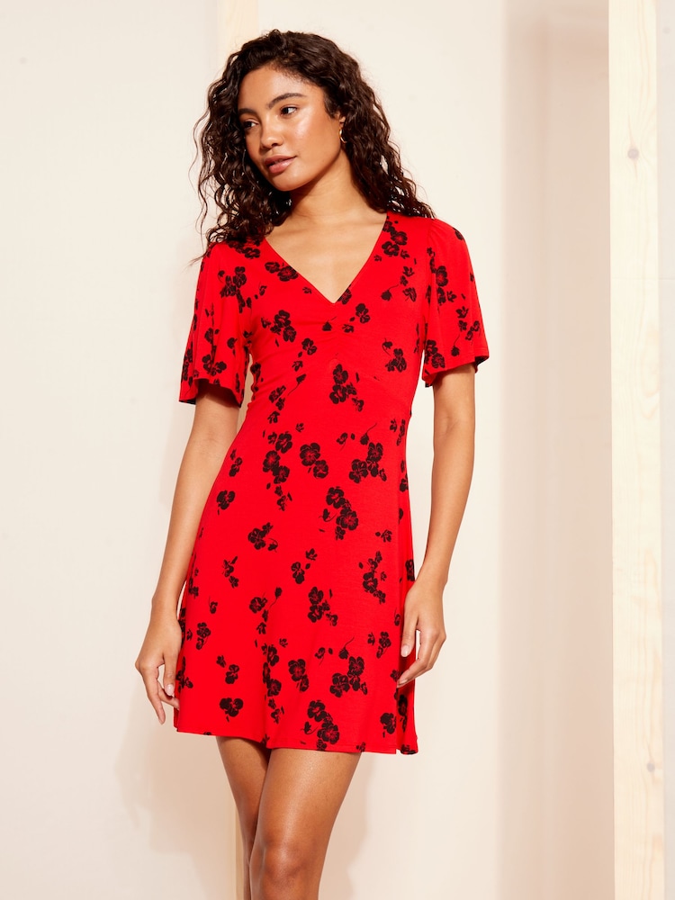 Friends Like These Red Short Sleeve Jersey Midi Dress - Image 1 of 1