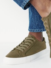 Khaki Green Lace Up Baseball Trainers - Image 2 of 6