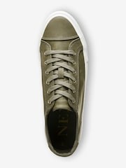 Khaki Green Lace Up Baseball Trainers - Image 4 of 6