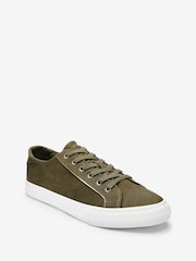 Khaki Green Lace Up Baseball Trainers - Image 5 of 6