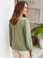Cotton Traders Green Broiderie Long Sleeve Blouse - Image 3 of 4
