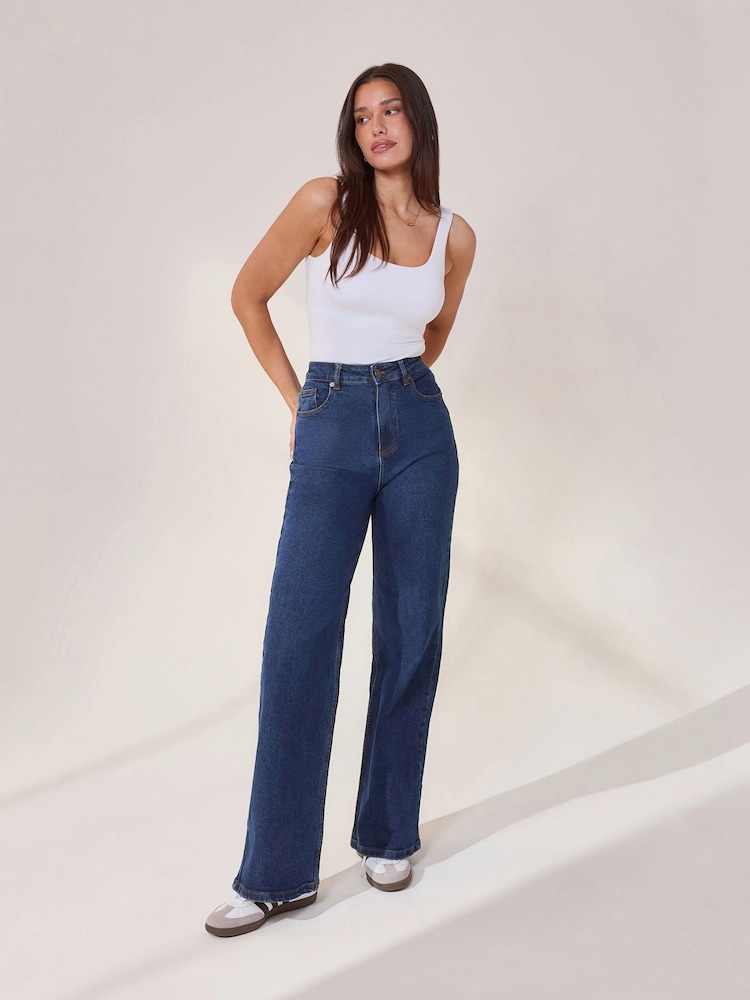 LOVALL Blue High Waisted Wide Leg Jeans - Image 1 of 4 LOVALL Blue High Waisted Wide Leg Jeans - Image 1 of 4