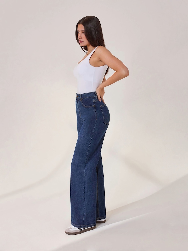LOVALL Blue High Waisted Wide Leg Jeans - Image 2 of 4 LOVALL Blue High Waisted Wide Leg Jeans - Image 2 of 4