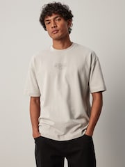Grey Single Relaxed Fit Graphic Heavyweight T-Shirt - Image 1 of 8