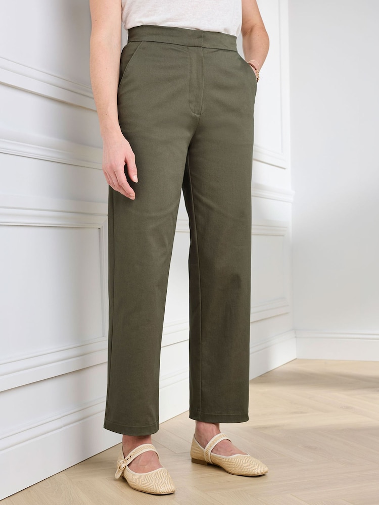 Cotton Traders Green Ankle Grazer Chino Trousers 27" - Image 1 of 4