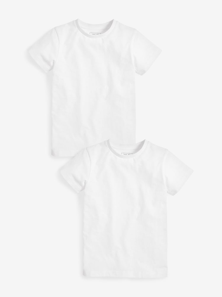 White Short Sleeve T-Shirts 2 Pack (3-16yrs) - Image 1 of 1