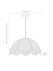 Pacific Black Petal Scalloped Raffia Pendant Ceiling Light - Image 4 of 4