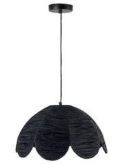 Pacific Black Petal Scalloped Raffia Pendant Ceiling Light - Image 5 of 6